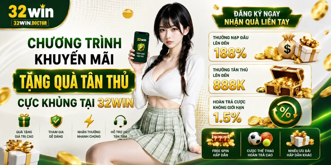 Chương trình khuyến mãi tặng quà tân thủ cực khủng tại 32win